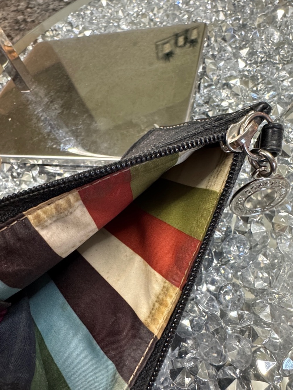 Coach Black Signature Card Case with Metallic Stripe card holder - Picture 10 of 14